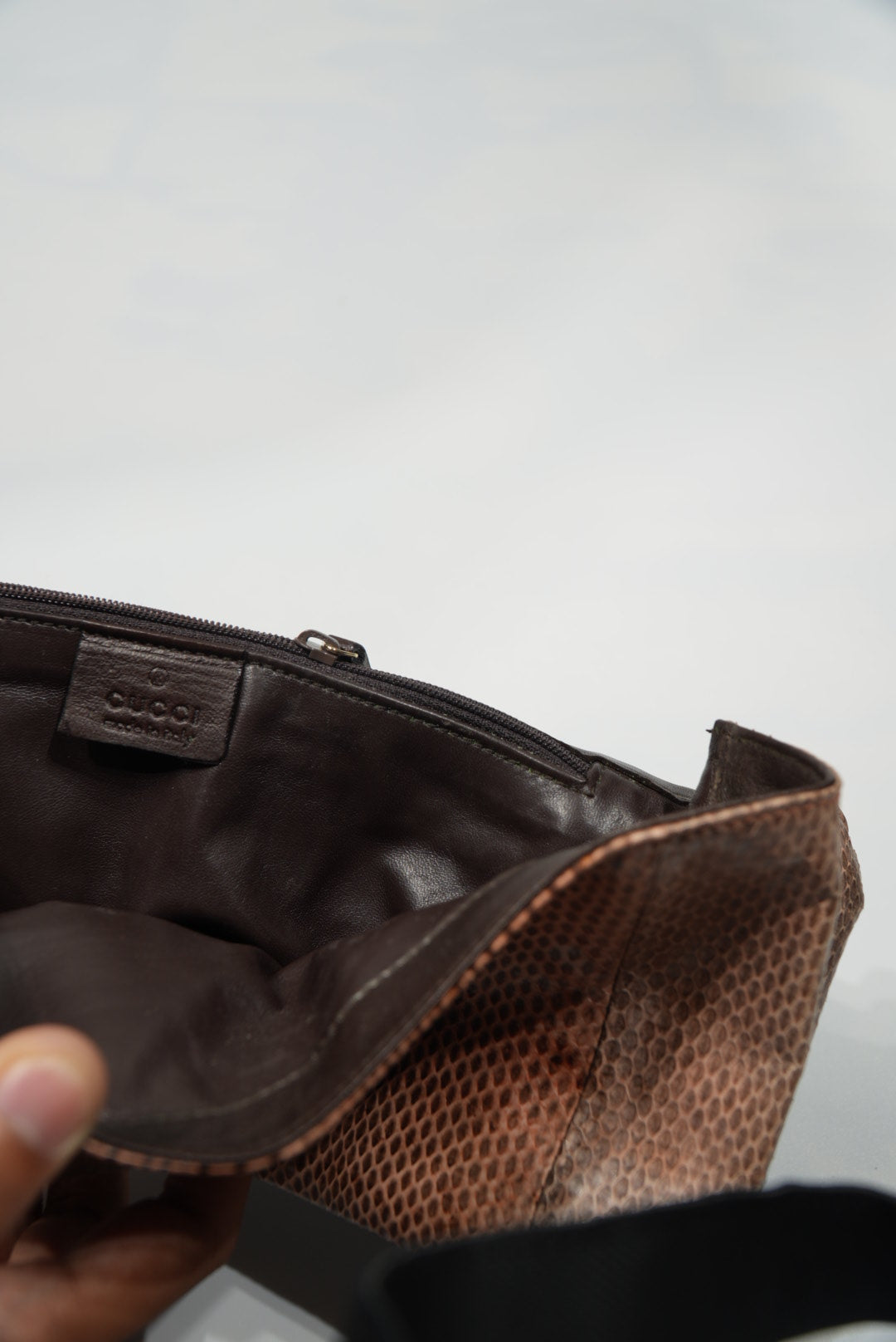 Gucci by Tom Ford Brown Python Bamboo Top Handle Bag