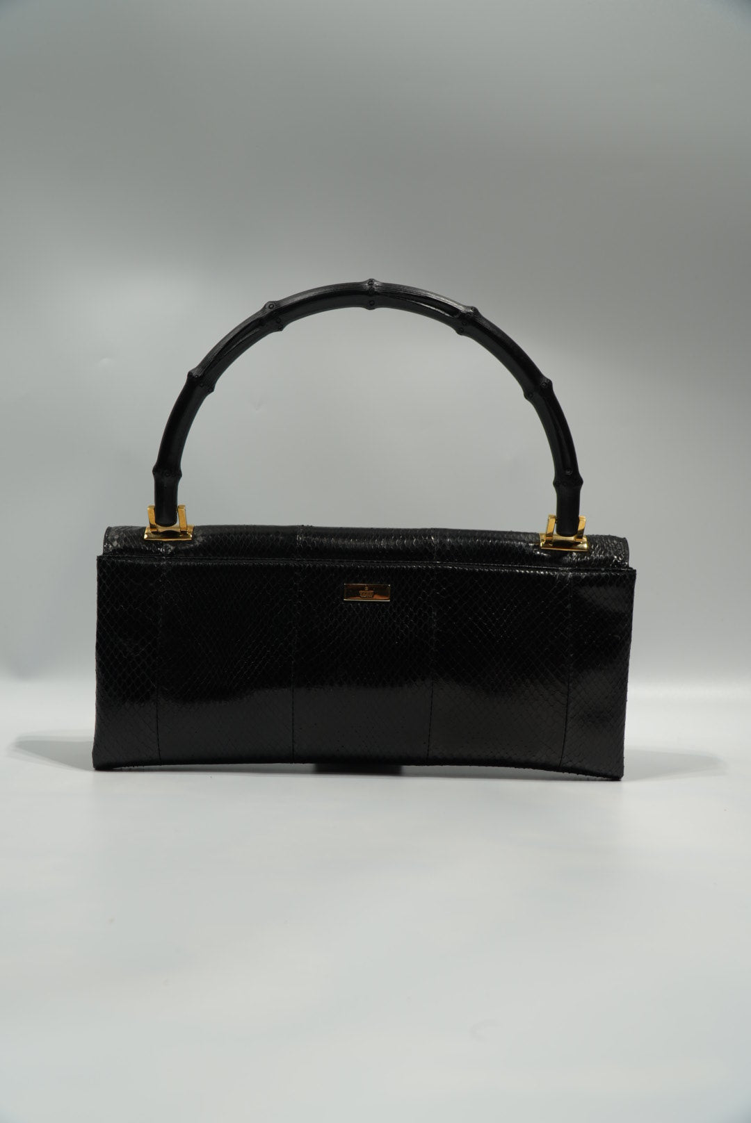 Gucci by Tom Ford Black Python Bamboo Top Handle Bag