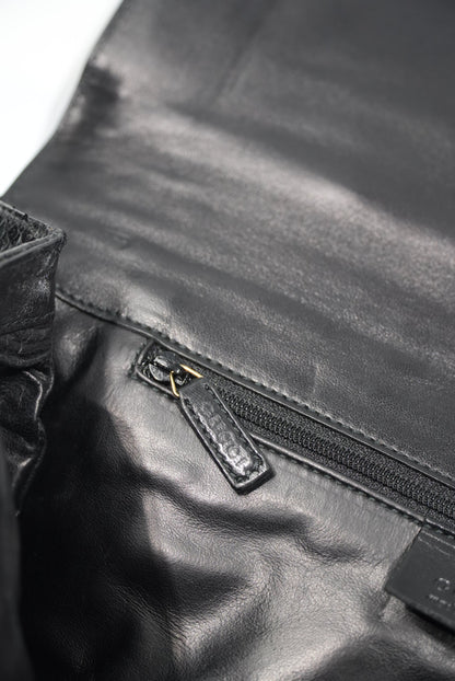 Gucci by Tom Ford Black Python Bamboo Top Handle Bag
