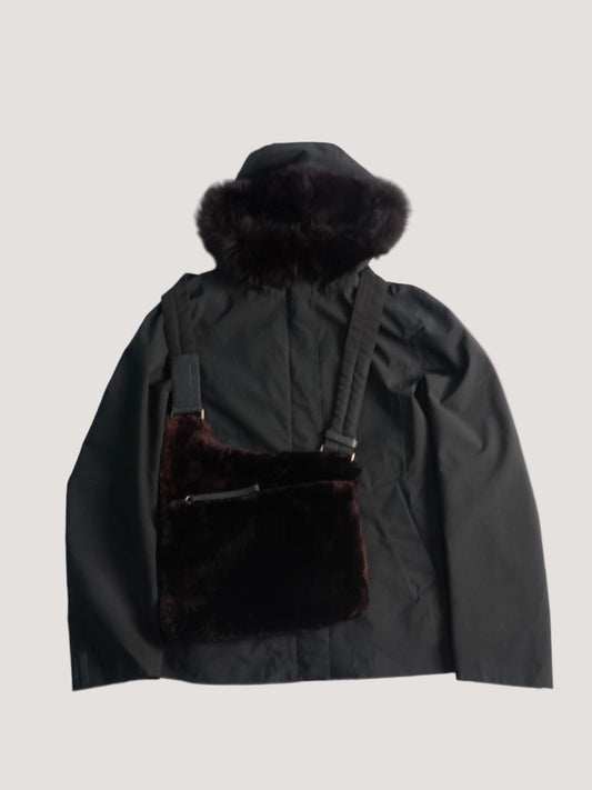 Prada Sport Fur Jacket & Prada FW1999 Crossbody Bag Soft Fur