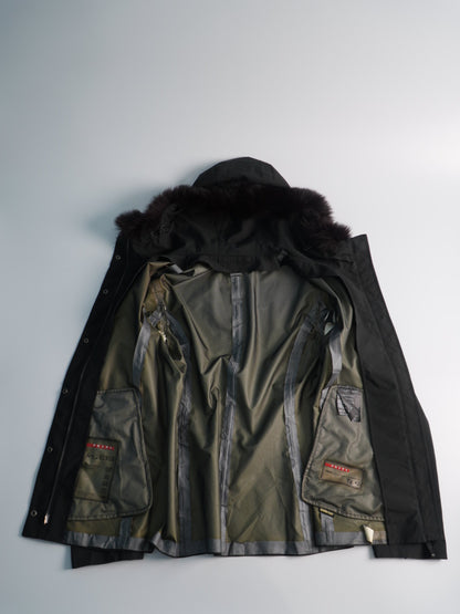 Prada Sport Fur Jacket & Prada FW1999 Crossbody Bag Soft Fur