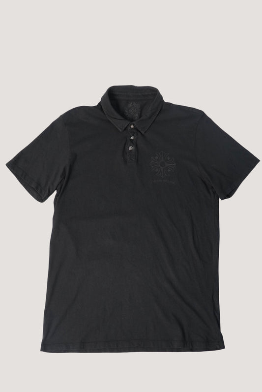 Chrome Hearts Silver Button Tonal Plus Cross Logo Polo Shirt