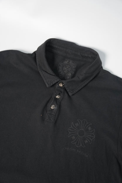 Chrome Hearts Silver Button Tonal Plus Cross Logo Polo Shirt