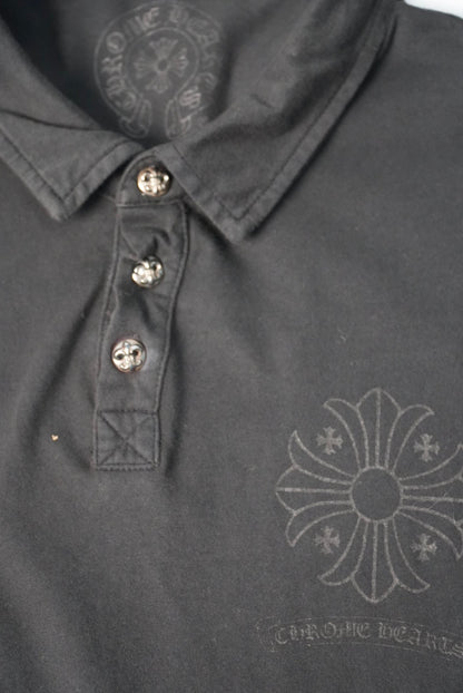 Chrome Hearts Silver Button Tonal Plus Cross Logo Polo Shirt