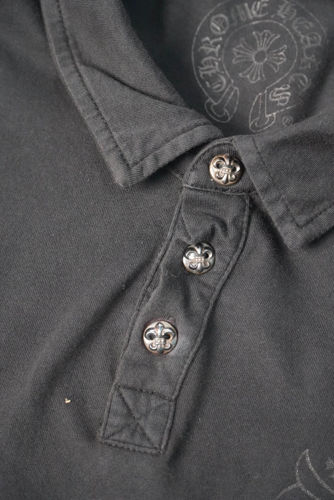 Chrome Hearts Silver Button Tonal Plus Cross Logo Polo Shirt