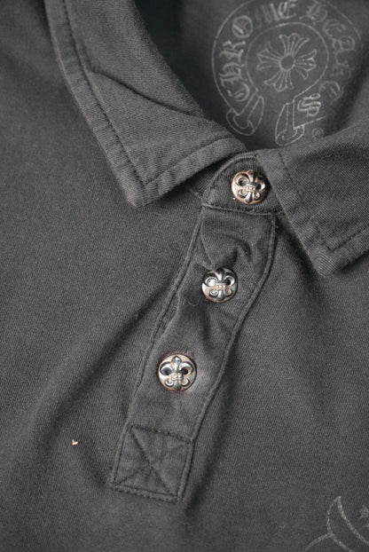 Chrome Hearts Silver Button Tonal Plus Cross Logo Polo Shirt