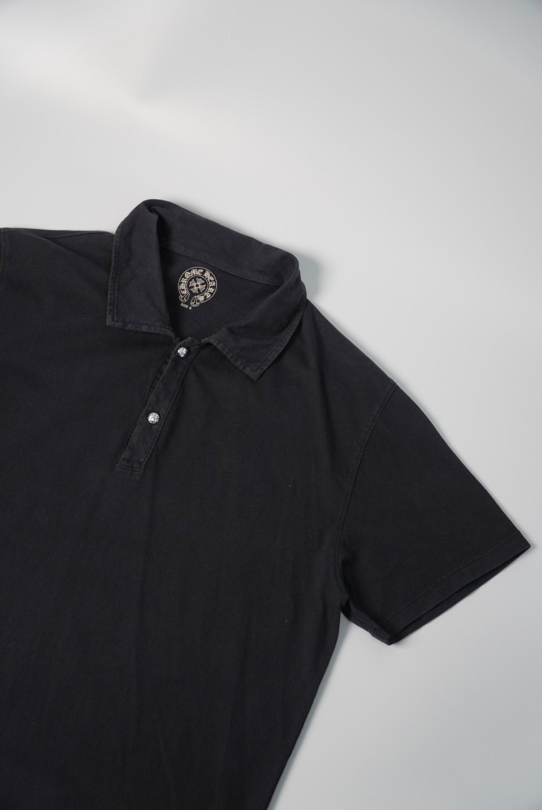 Chrome Hearts Silver Button Tonal Horseshoe Logo Polo Shirt