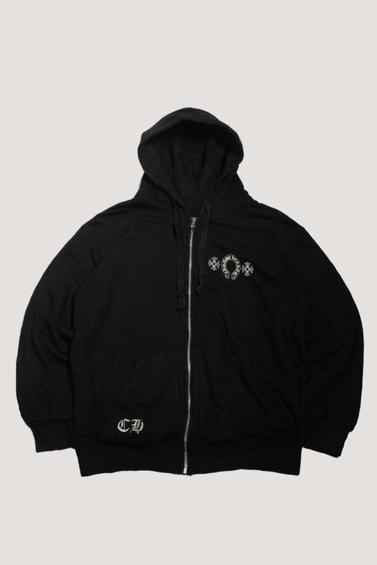 Chrome Hearts Floral Cross Horseshoe Zip Hooide