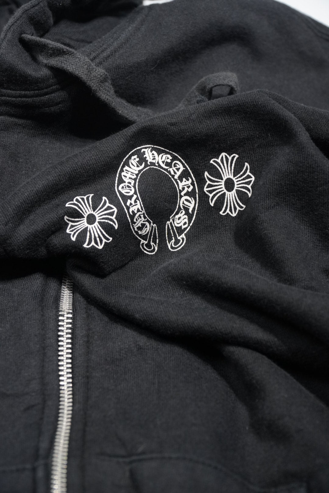 Chrome Hearts Floral Cross Horseshoe Zip Hooide