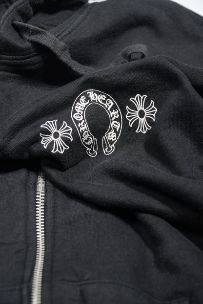 Chrome Hearts Floral Cross Horseshoe Zip Hooide