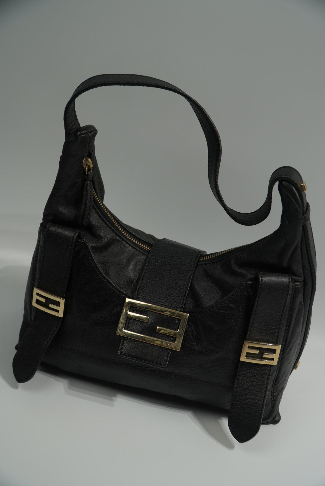 Fendi Multi Pocket Bag in Black Leather