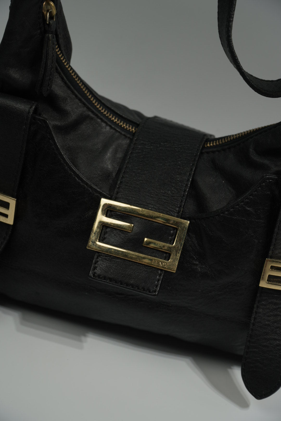 Fendi Multi Pocket Bag in Black Leather