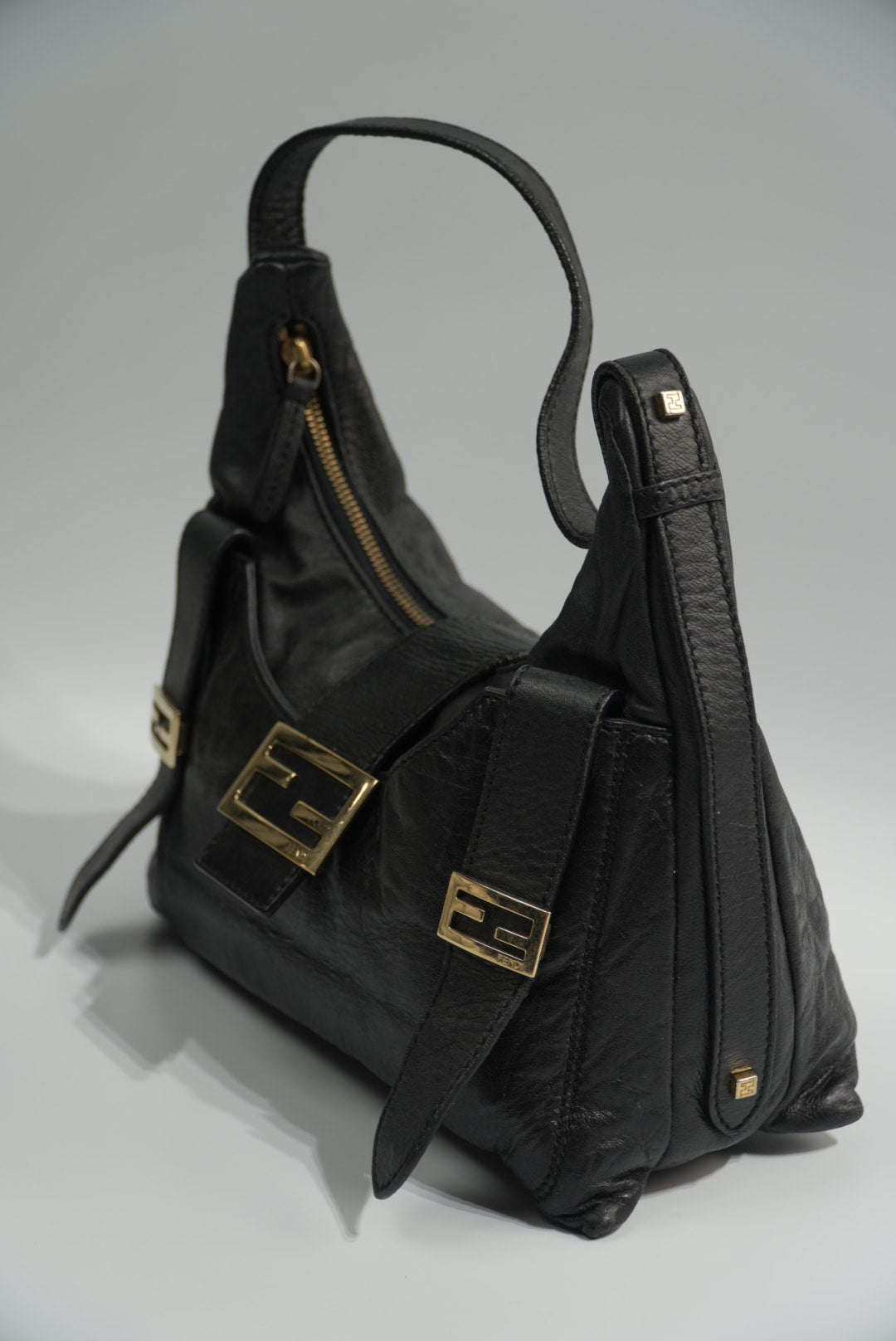 Fendi Multi Pocket Bag in Black Leather