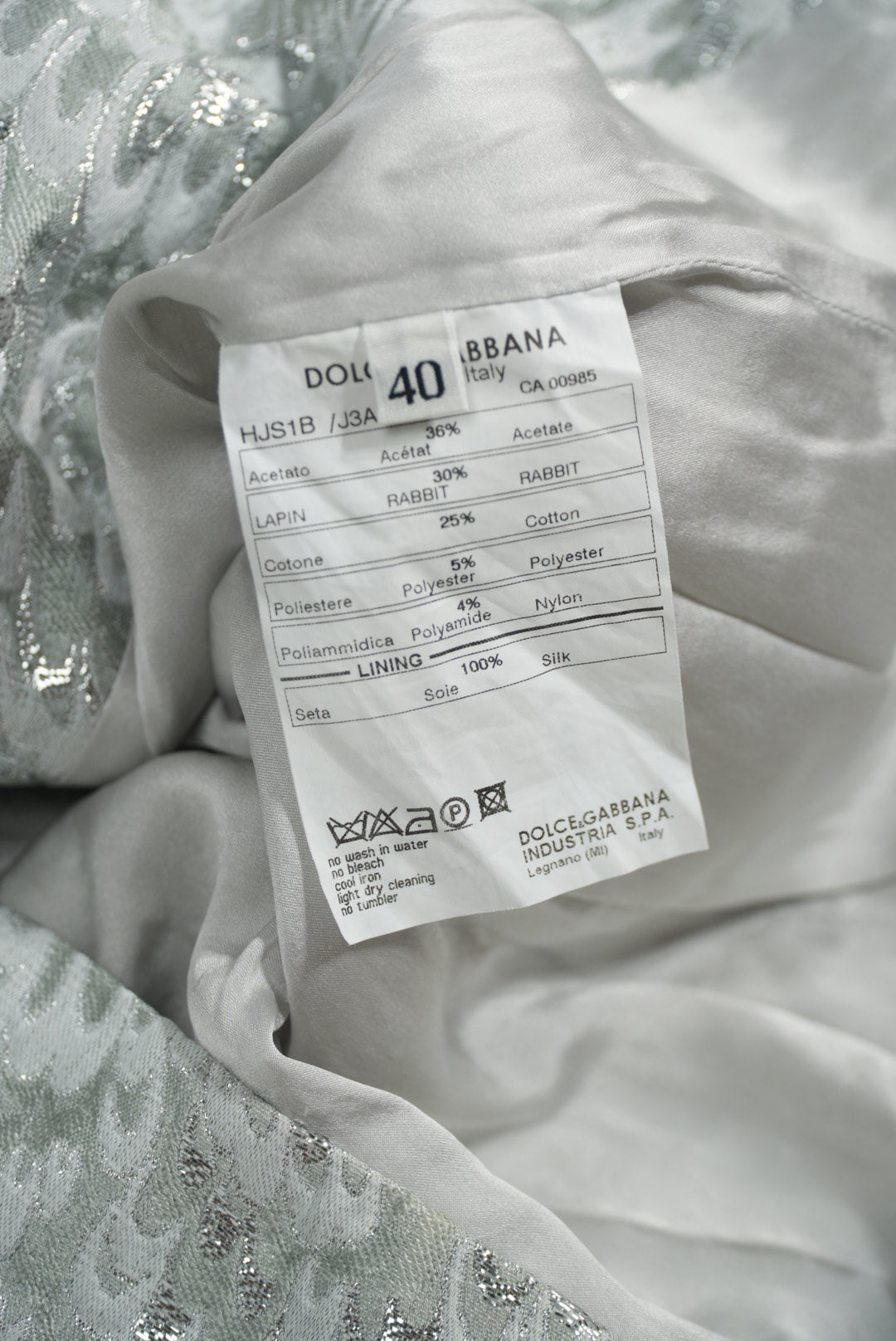 Dolce & Gabbana Silver Rabbit Skin Jacket