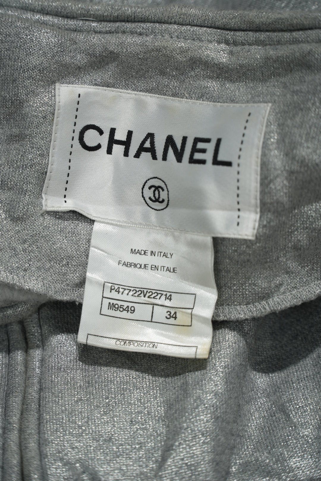 Chanel Silver Chain Tweed Trimming Blazer Jacket