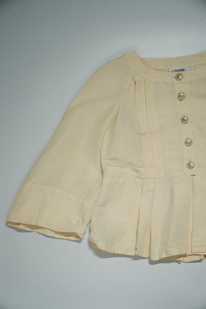 Chanel Beige Collarless Jacket