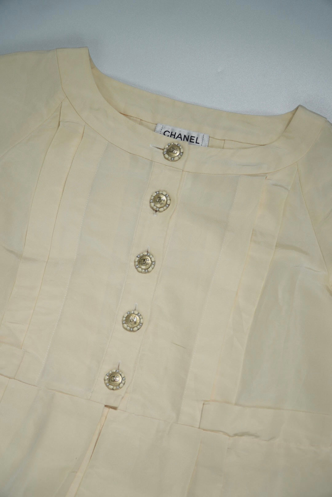 Chanel Beige Collarless Jacket