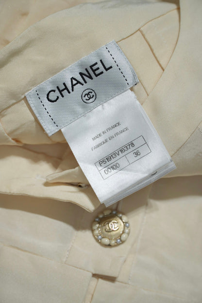 Chanel Beige Collarless Jacket