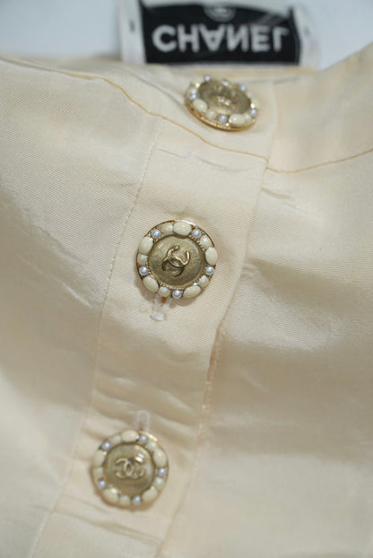Chanel Beige Collarless Jacket