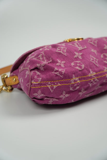 Louis Vuitton Fucsia Denim Monogram Mini Pleaty Bag