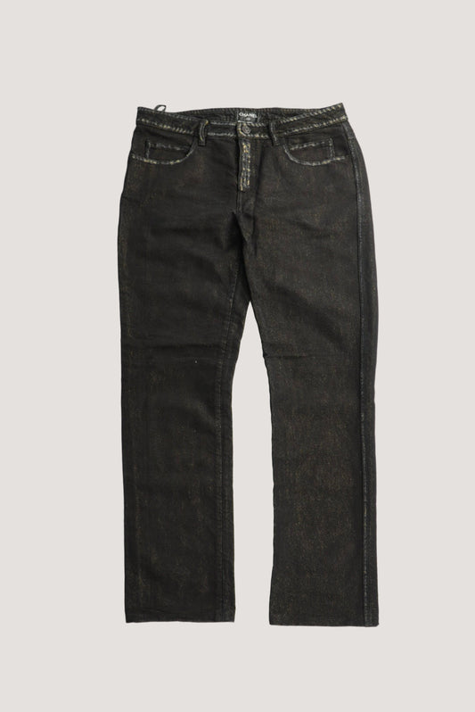 Chanel Lamé Glittered Denim Pants