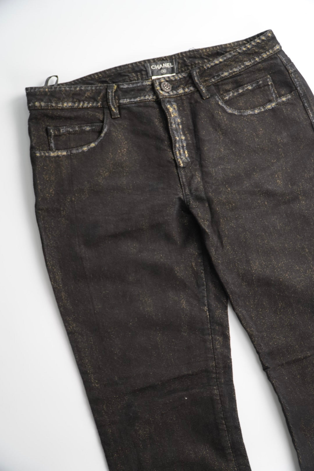 Chanel Lamé Glittered Denim Pants