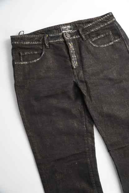 Chanel Lamé Glittered Denim Pants