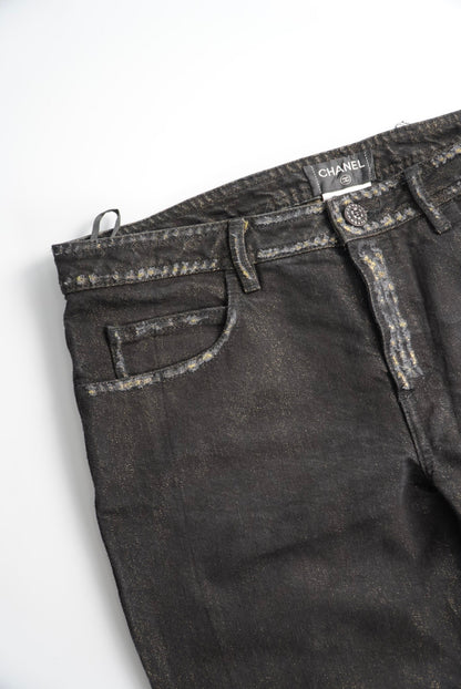 Chanel Lamé Glittered Denim Pants