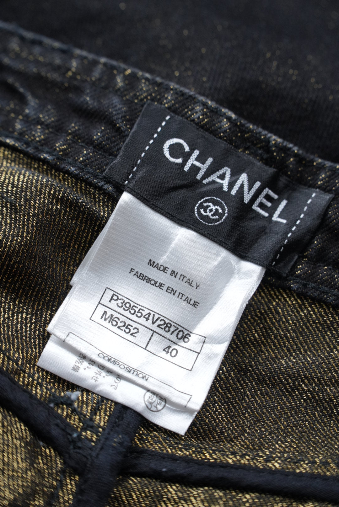 Chanel Lamé Glittered Denim Pants