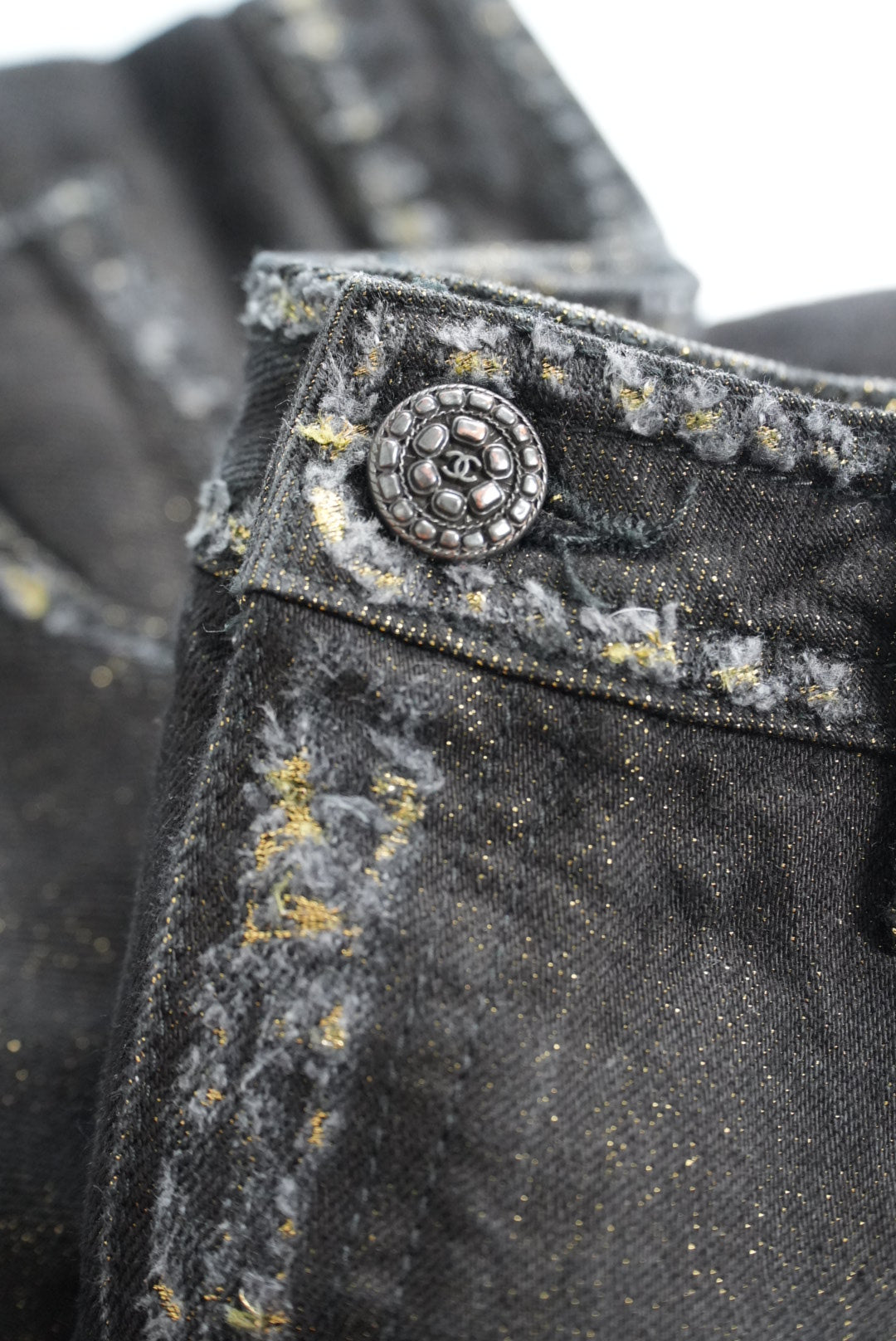 Chanel Lamé Glittered Denim Pants