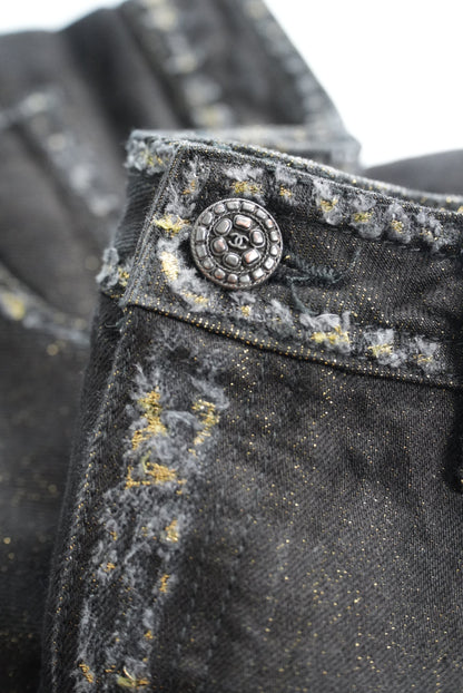 Chanel Lamé Glittered Denim Pants