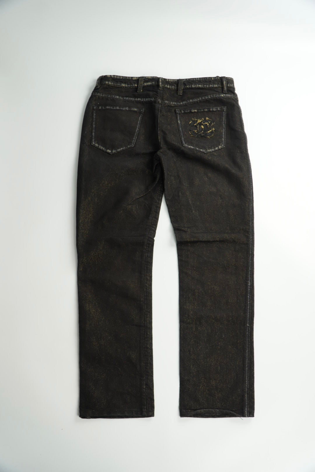 Chanel Lamé Glittered Denim Pants