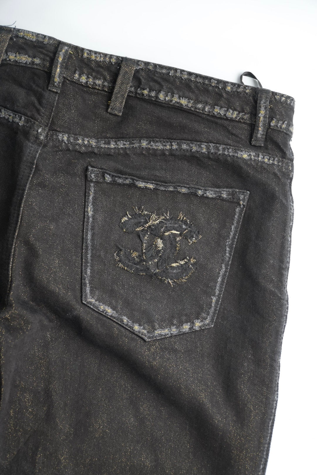 Chanel Lamé Glittered Denim Pants