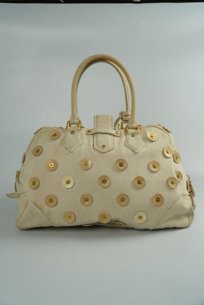 Louis Vuitton Beige Canvas Bowly Polka Dot Panama Bag