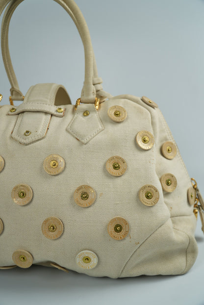 Louis Vuitton Beige Canvas Bowly Polka Dot Panama Bag