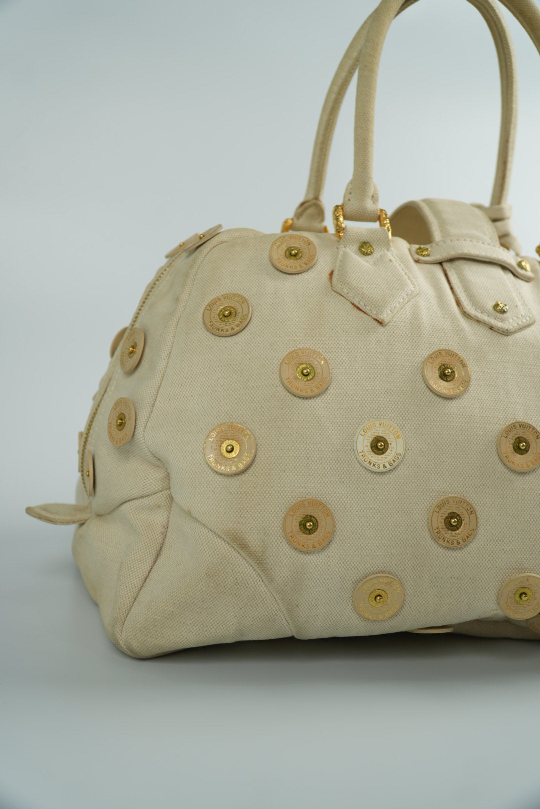 Louis Vuitton Beige Canvas Bowly Polka Dot Panama Bag