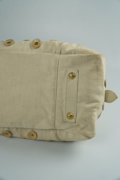 Louis Vuitton Beige Canvas Bowly Polka Dot Panama Bag