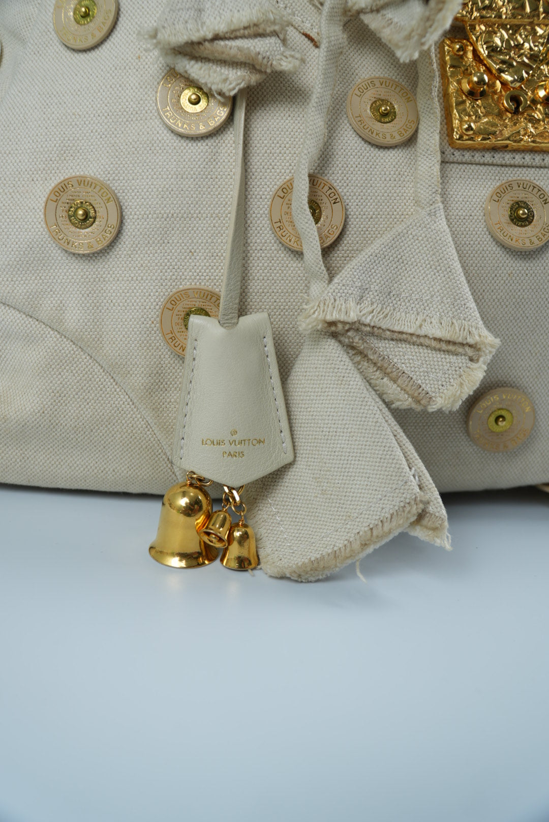 Louis Vuitton Beige Canvas Bowly Polka Dot Panama Bag