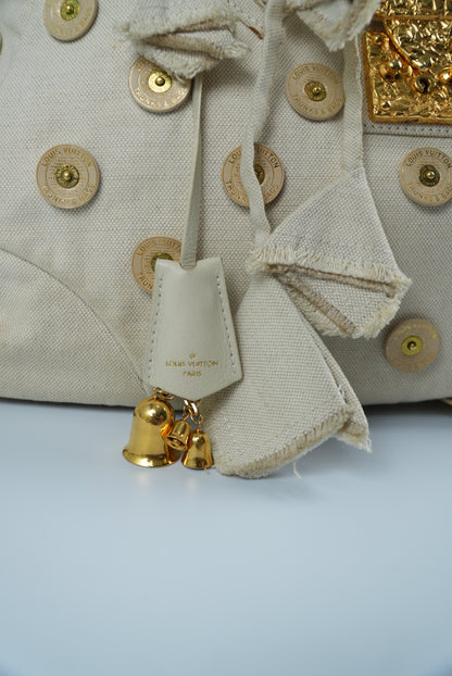 Louis Vuitton Beige Canvas Bowly Polka Dot Panama Bag