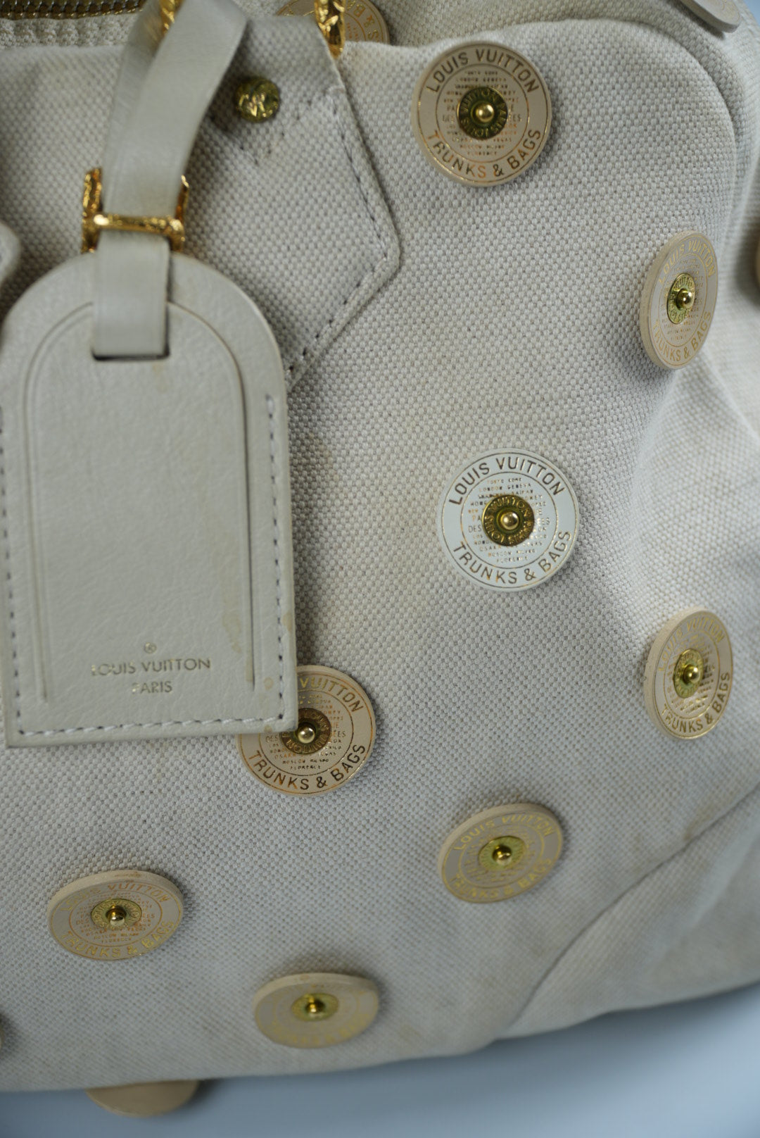 Louis Vuitton Beige Canvas Bowly Polka Dot Panama Bag