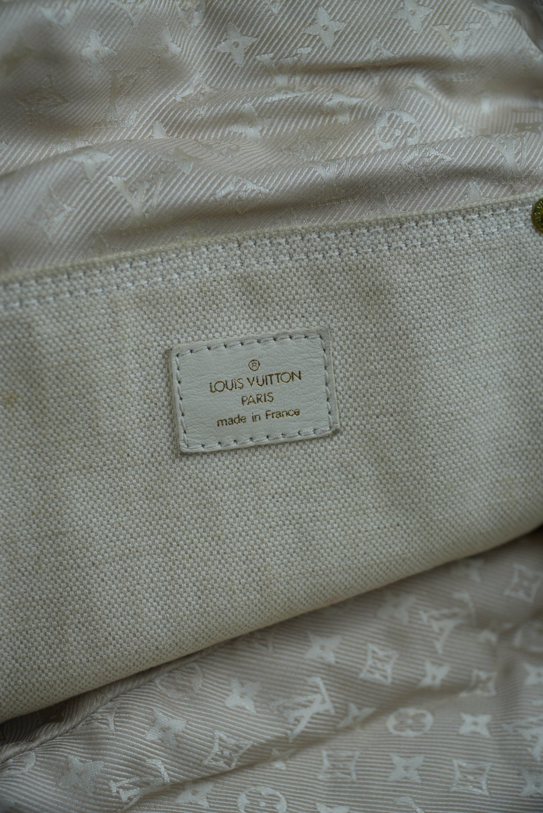 Louis Vuitton Beige Canvas Bowly Polka Dot Panama Bag