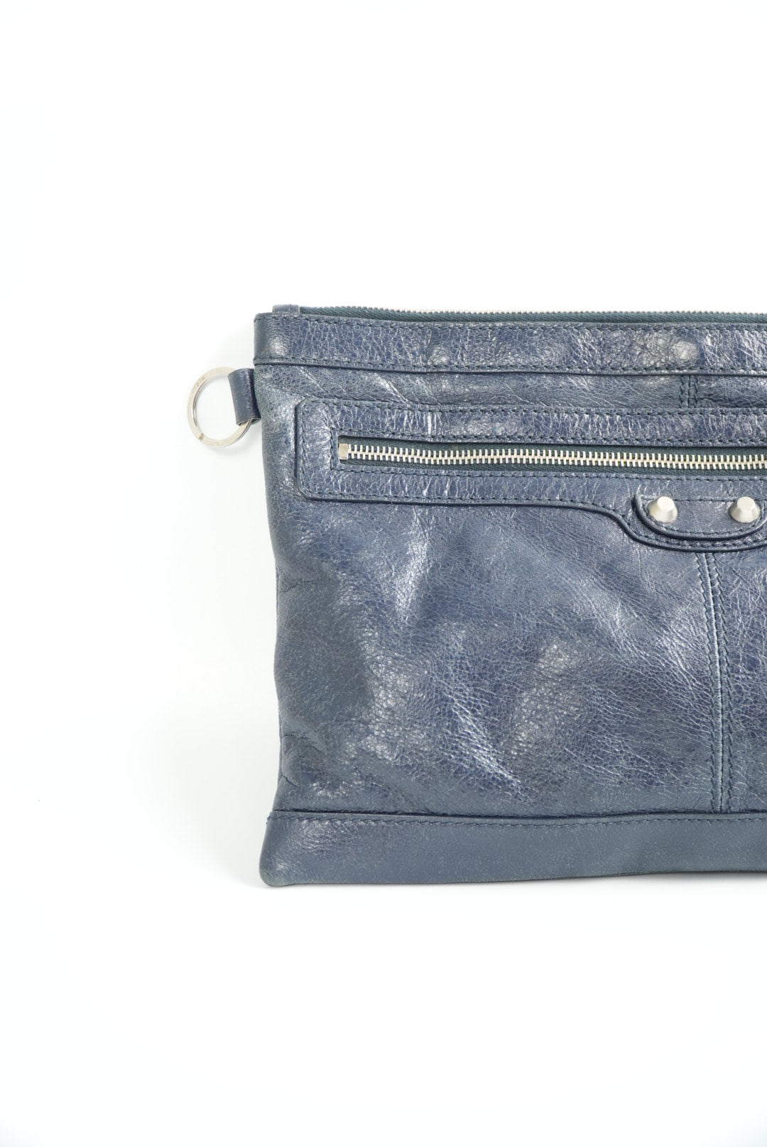 Balenciaga Blue Motorcross Classic Clip Clutch