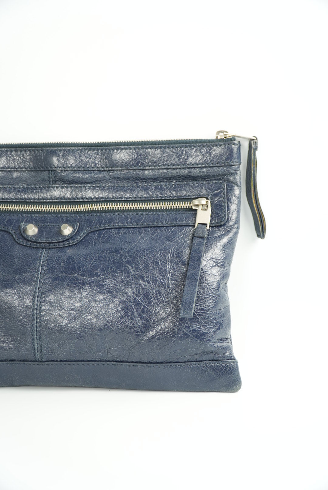 Balenciaga Blue Motorcross Classic Clip Clutch