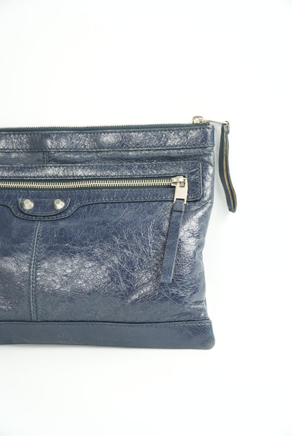 Balenciaga Blue Motorcross Classic Clip Clutch