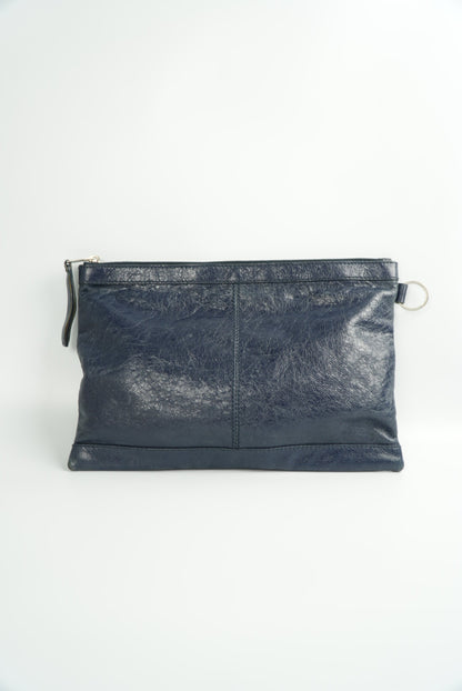 Balenciaga Blue Motorcross Classic Clip Clutch