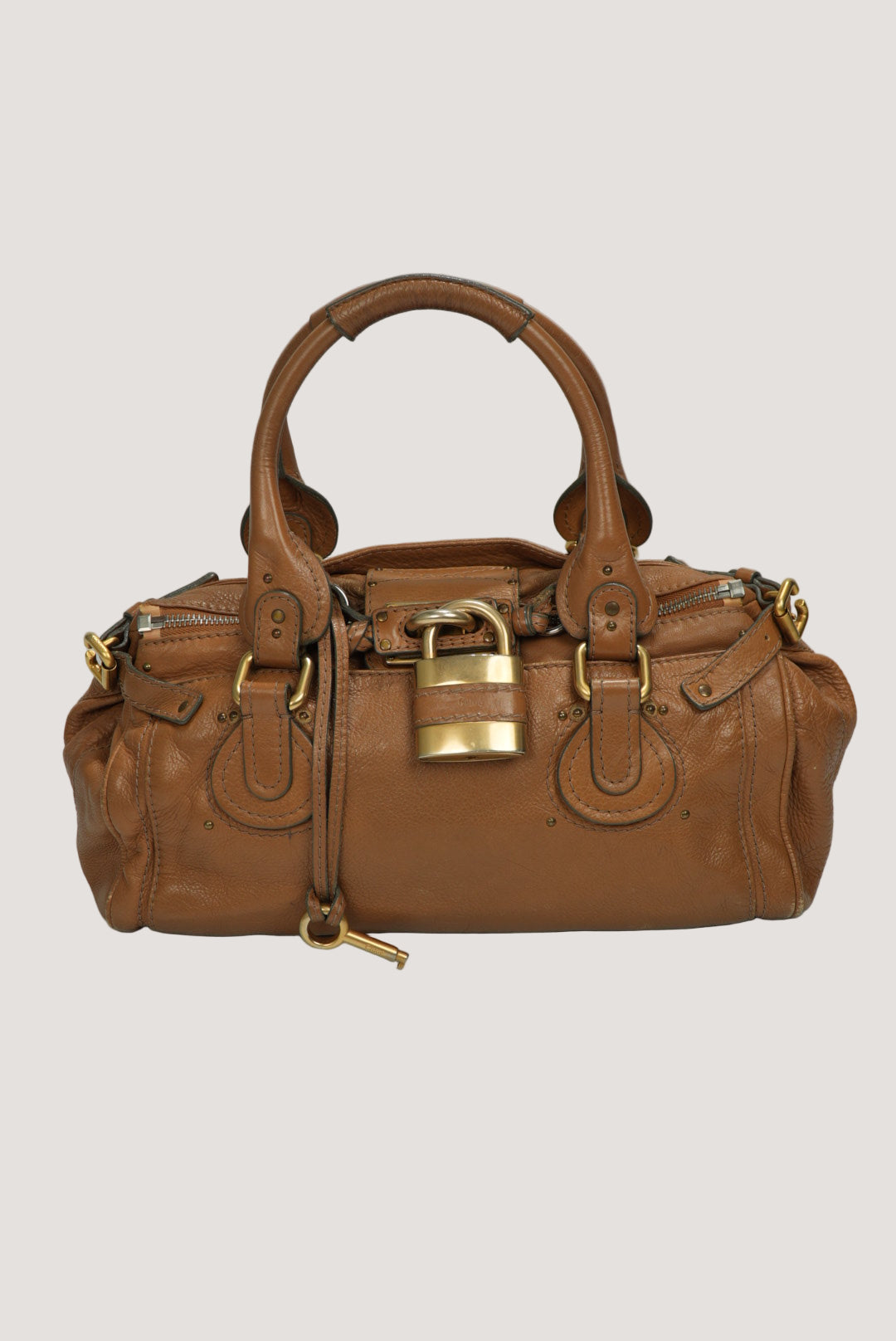 Chloe Paddington Shoulder Bag Leather Brown Gold