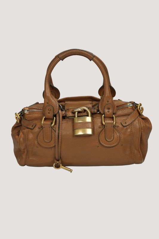 Chloe Paddington Shoulder Bag Leather Brown Gold