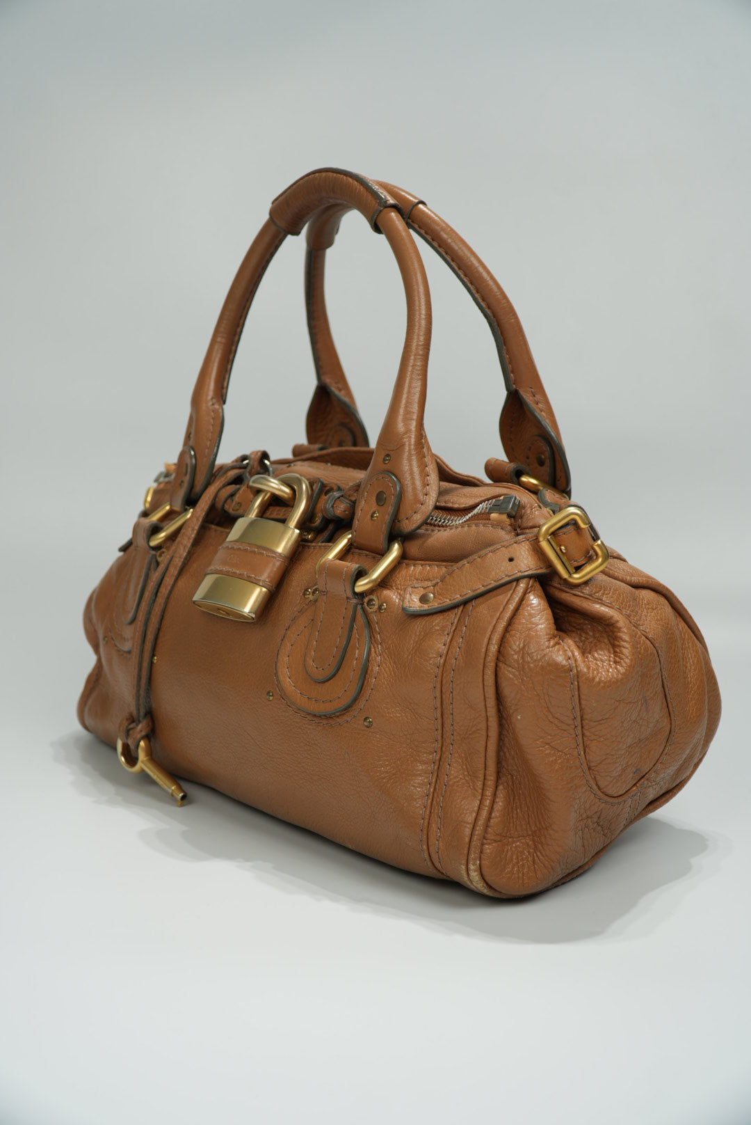 Chloe Paddington Shoulder Bag Leather Brown Gold