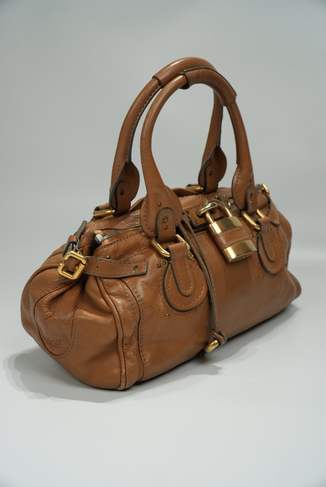 Chloe Paddington Shoulder Bag Leather Brown Gold