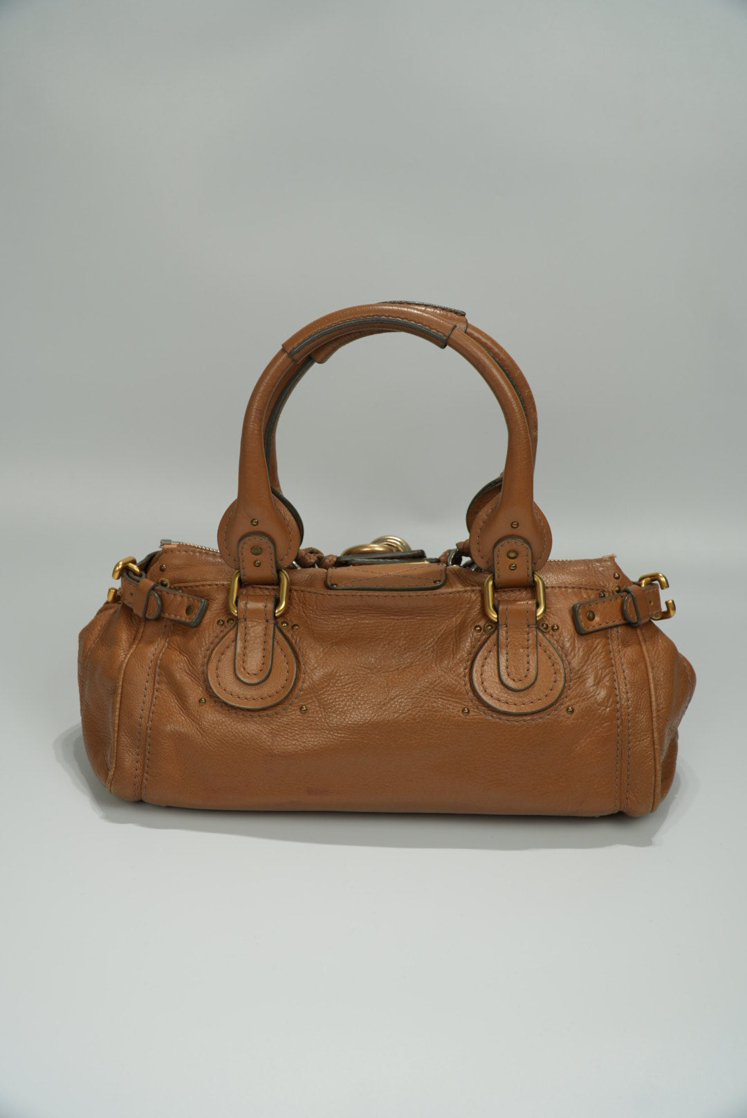 Chloe Paddington Shoulder Bag Leather Brown Gold